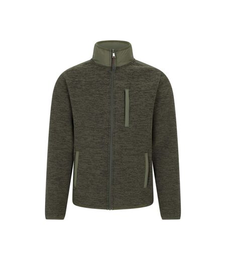 Mens Hayfield Faux Fur Lined Full Zip Fleece Top Khaki Green Mountain Warehouse
