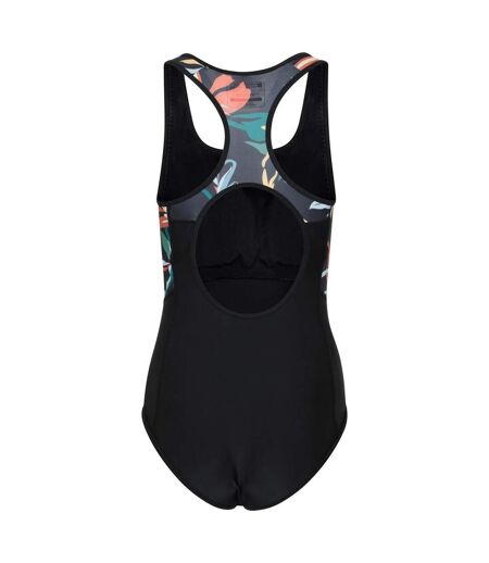 Womens/ladies Take The Plunge Floral Swimming One Piece Swimsuit Black Mountain Warehouse