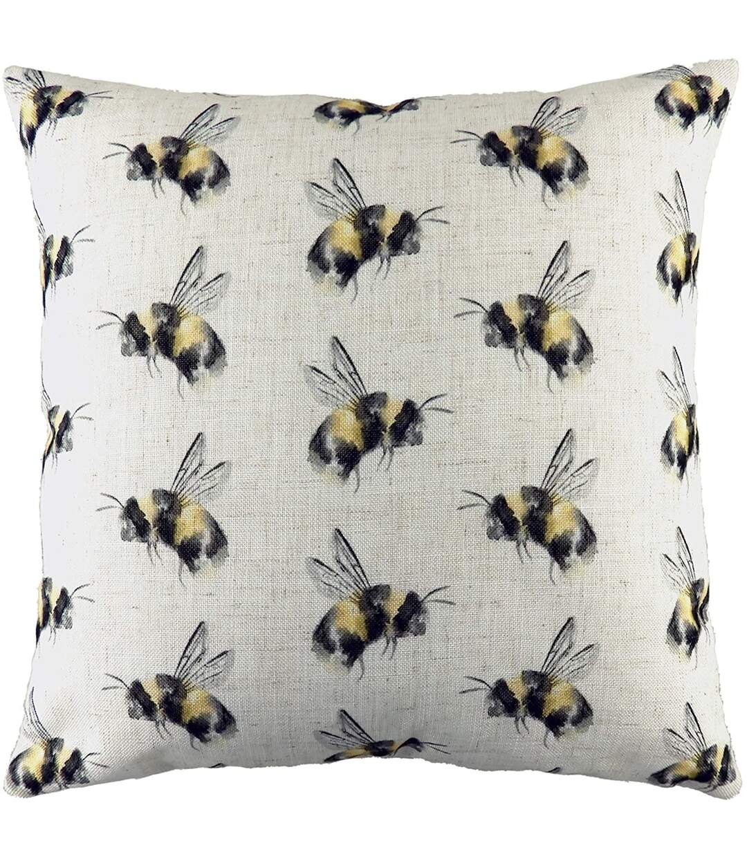 Bee you repeat print cushion cover one size off white/black/yellow Evans Lichfield