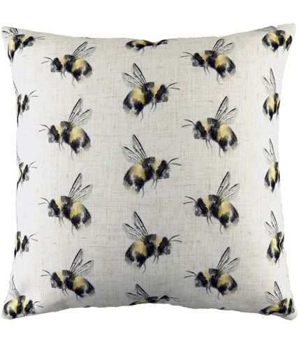 Evans Lichfield Bee You Repeat Print Cushion Cover (Off White/Black/Yellow)