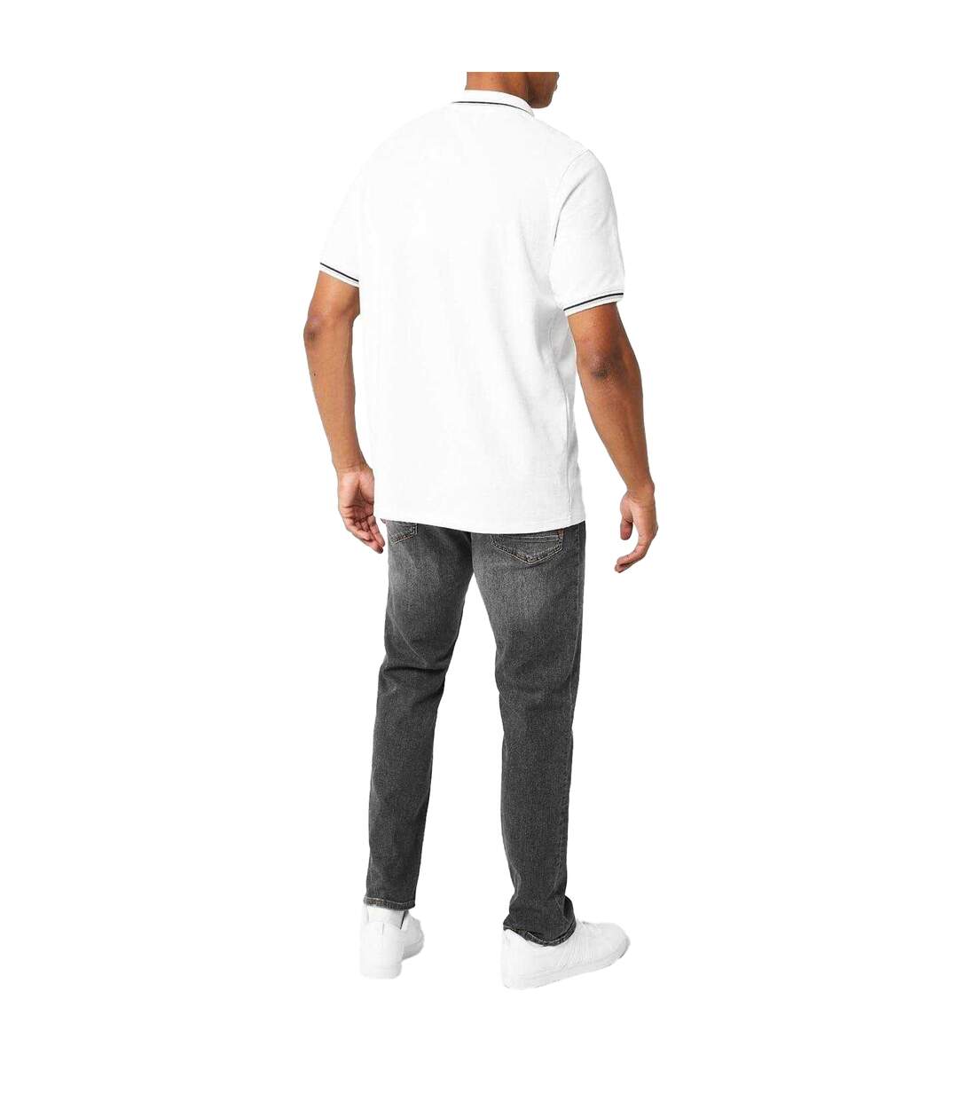 Polo Motif/style Rayure Contrastée Sur Bord Homme Blanc Slazenger-4
