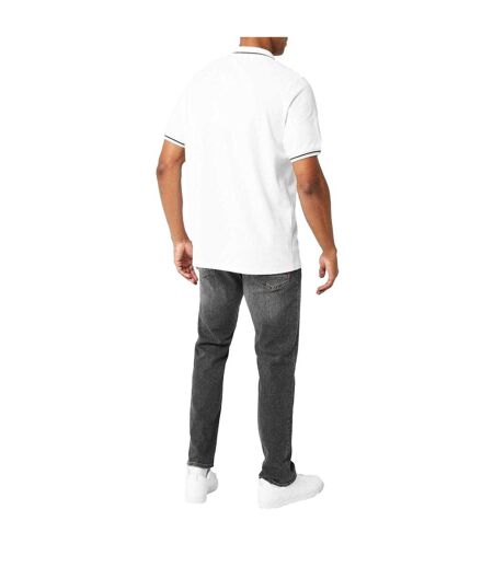 Polo Motif/style Rayure Contrastée Sur Bord Homme Blanc Slazenger