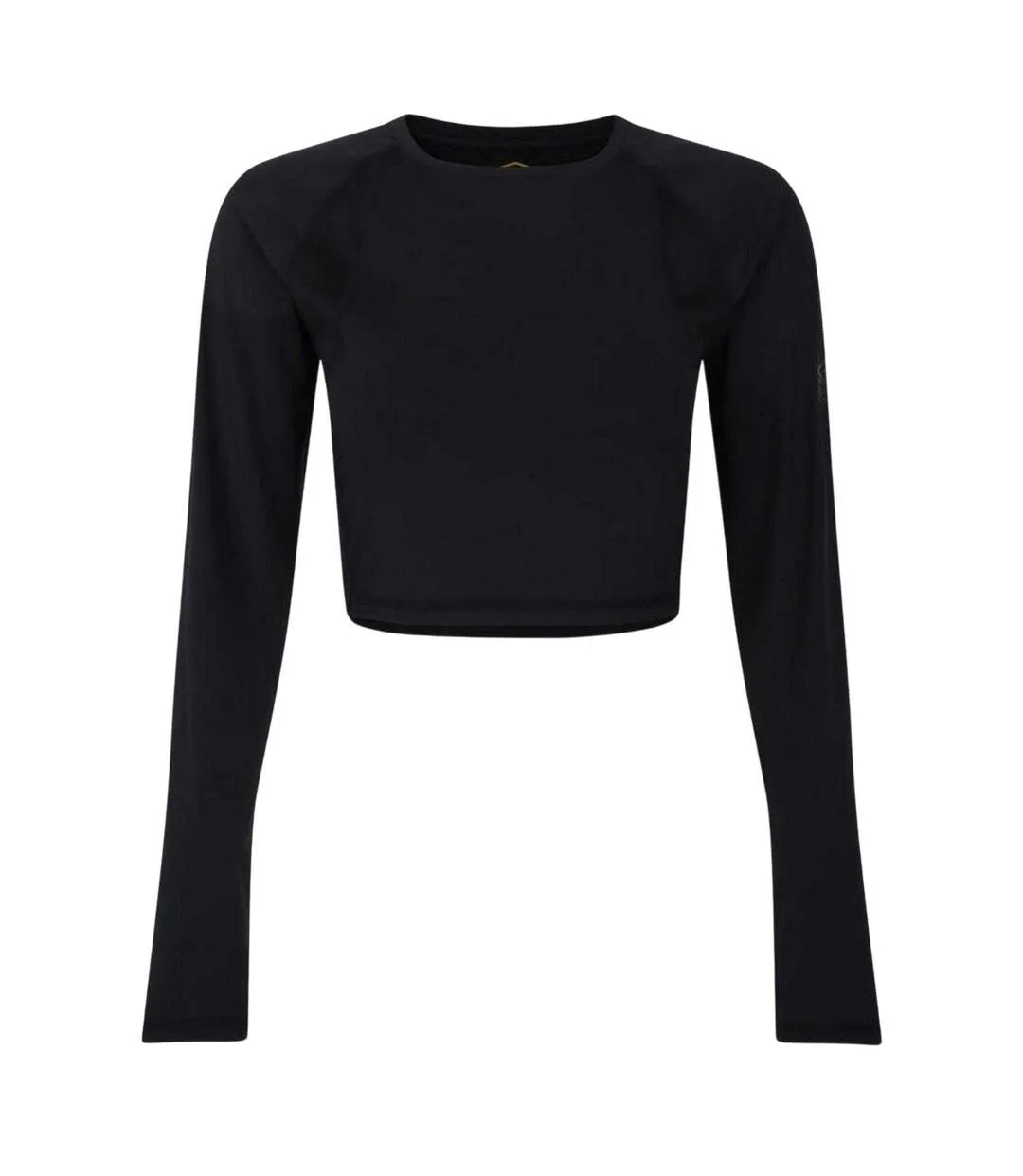 Womens/ladies Bodycon Raglan Long-sleeved Training Crop Top Black Umbro-1