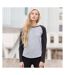 Skinni Fit - T-shirt à manches longues - Femme (Gris chiné/Noir) - UTRW4731