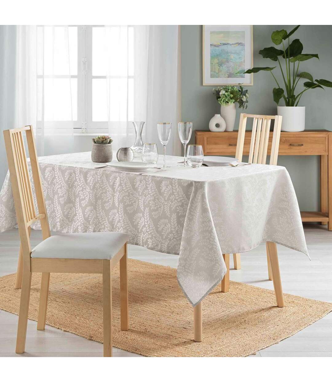 Nappe Jacquard Imprimé Doriane 140x240cm Taupe-4
