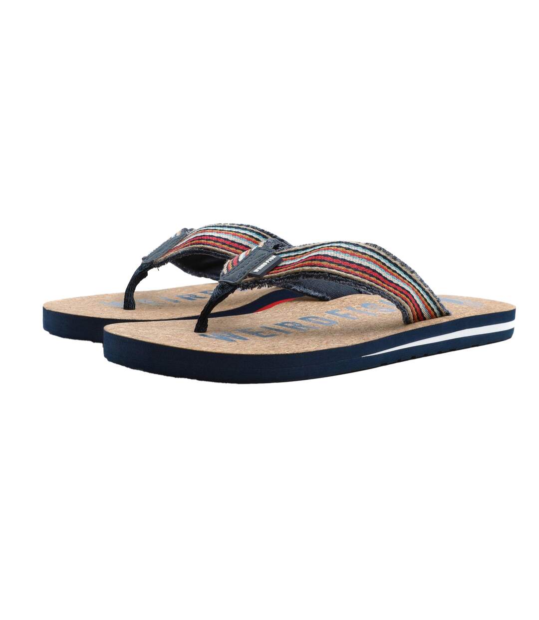 Mens englewood cork flip flops dark blue Weird Fish-3