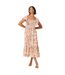 Womens/ladies floral shirred bodice ruffle midi dress floral Dorothy Perkins