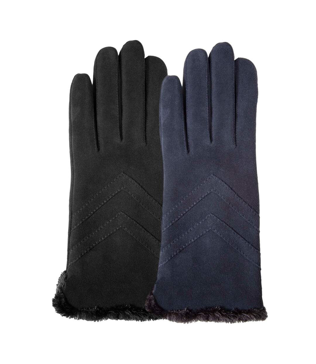 Isotoner Gants femme tactiles en cuir de chèvre velours - doublés micro fausse fourrure