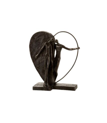 Statuette Déco Coupe Demi Cœur 31cm Marron