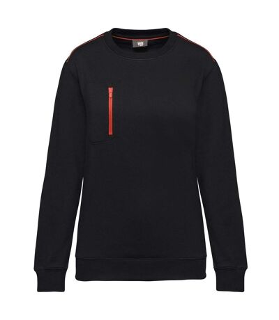 Sweat professionnel avec zip contrasté - Unisexe - WK403 - noir et rouge