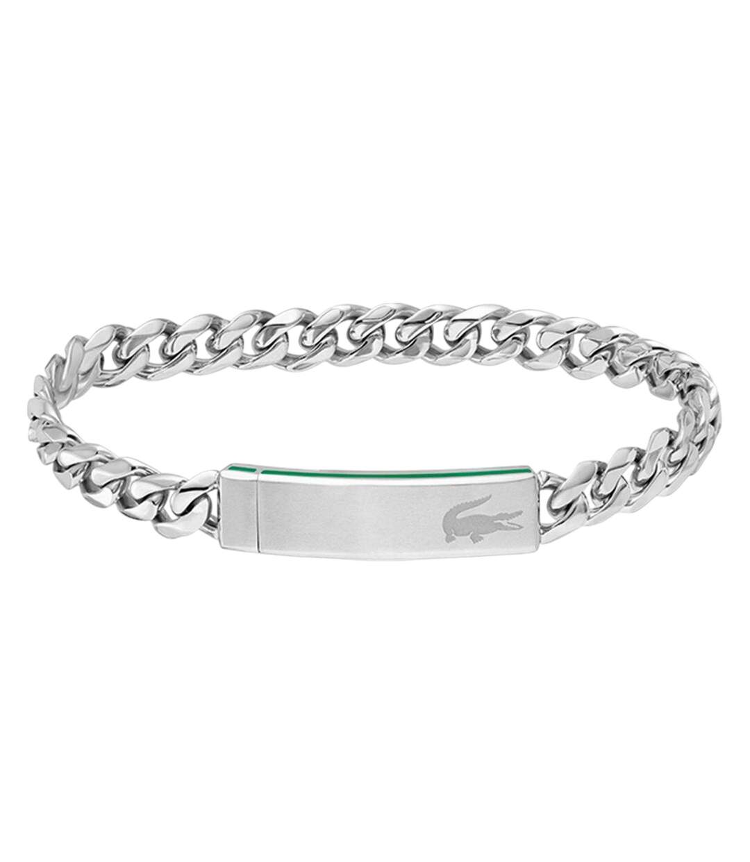 Mens Black Ion Plating Stainless Steel Bracelet One Size Silver Lacoste-1