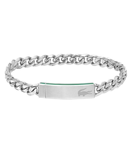 Mens Black Ion Plating Stainless Steel Bracelet One Size Silver Lacoste
