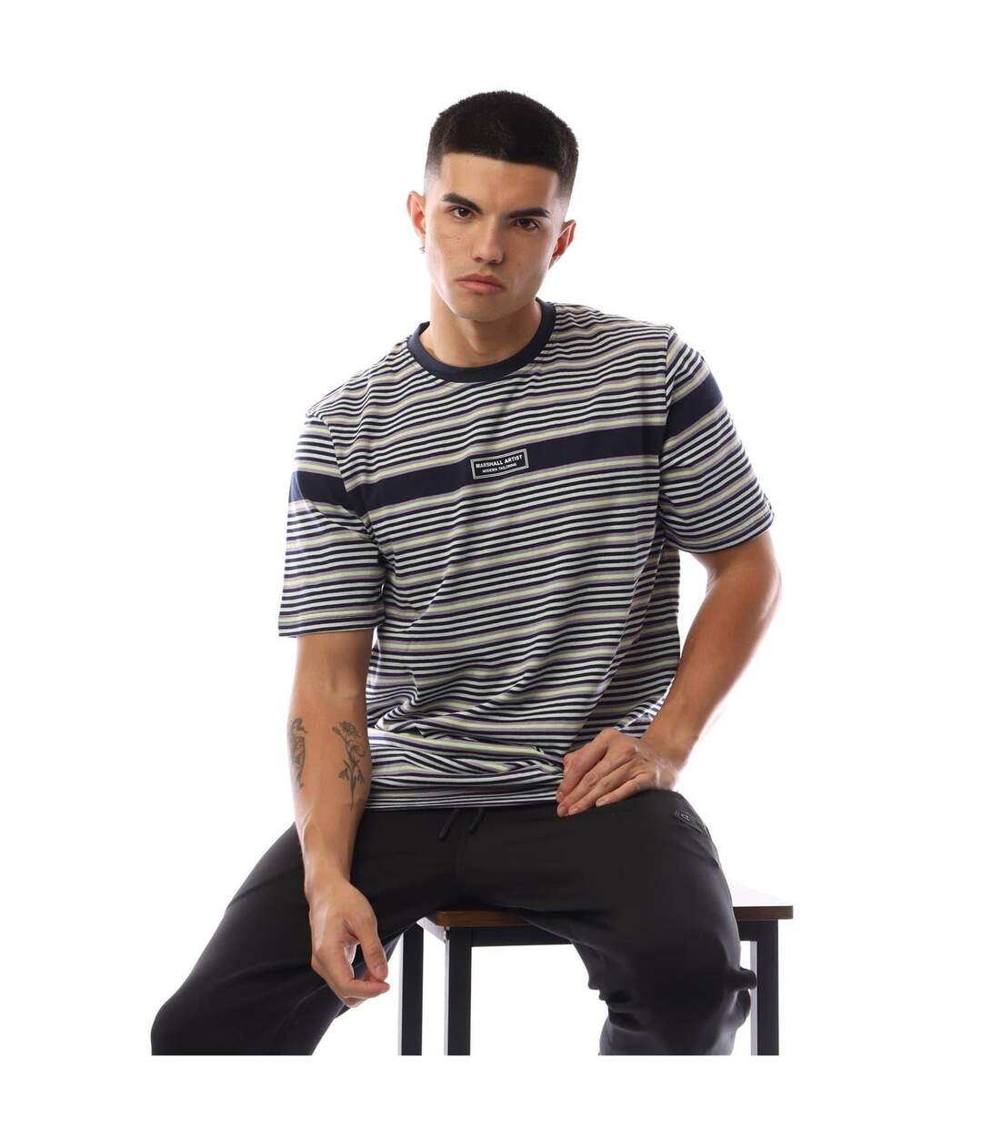 T-shirt Motif/style À Rayures Montesano Homme Bleu Marine Marshall Artist-2