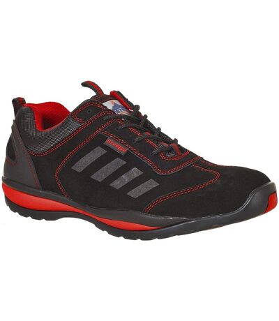 Mens steelite lusum s1p hro suede safety shoes black/red Portwest