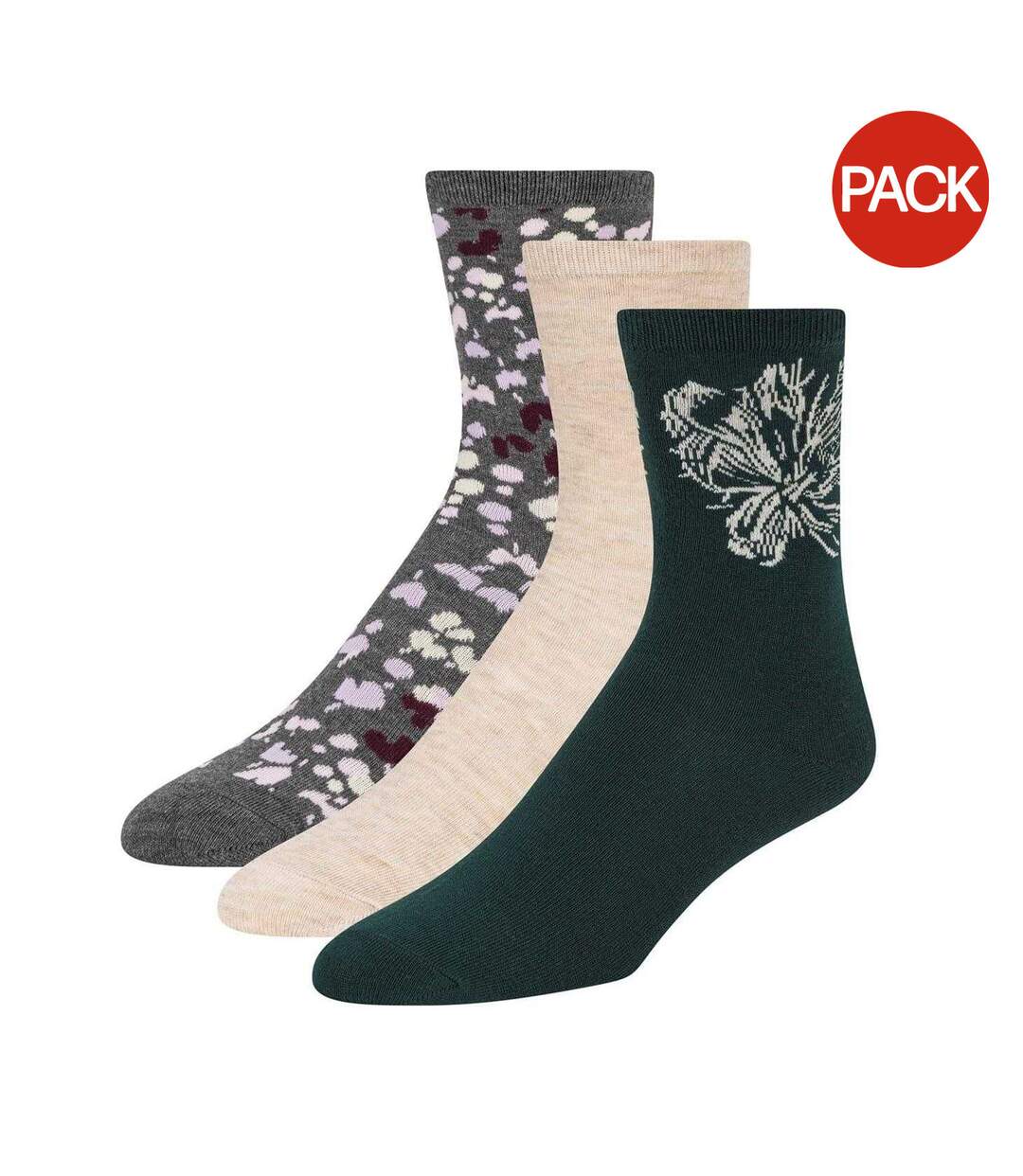 Lot De 3  Chaussettes Motif/style Floral Femme Vert Beige Anthracite Ted Baker-1