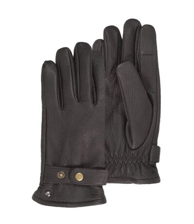 Isotoner Gants homme tactiles, en cuir de chèvre, doublé imitation micro-fourrure