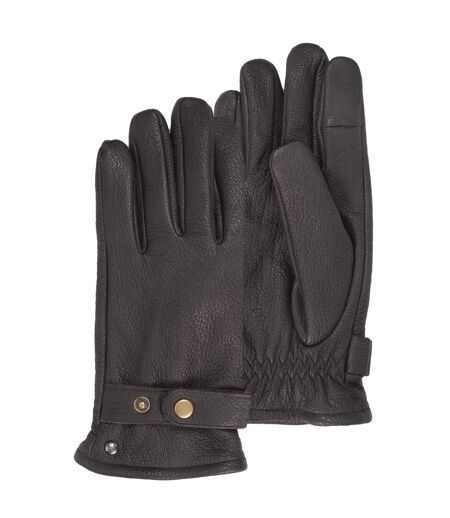 Isotoner Gants homme tactiles, en cuir de chèvre, doublé imitation micro-fourrure
