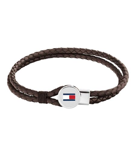 Mens Leather Braided Bracelet One Size Brown Tommy Hilfiger