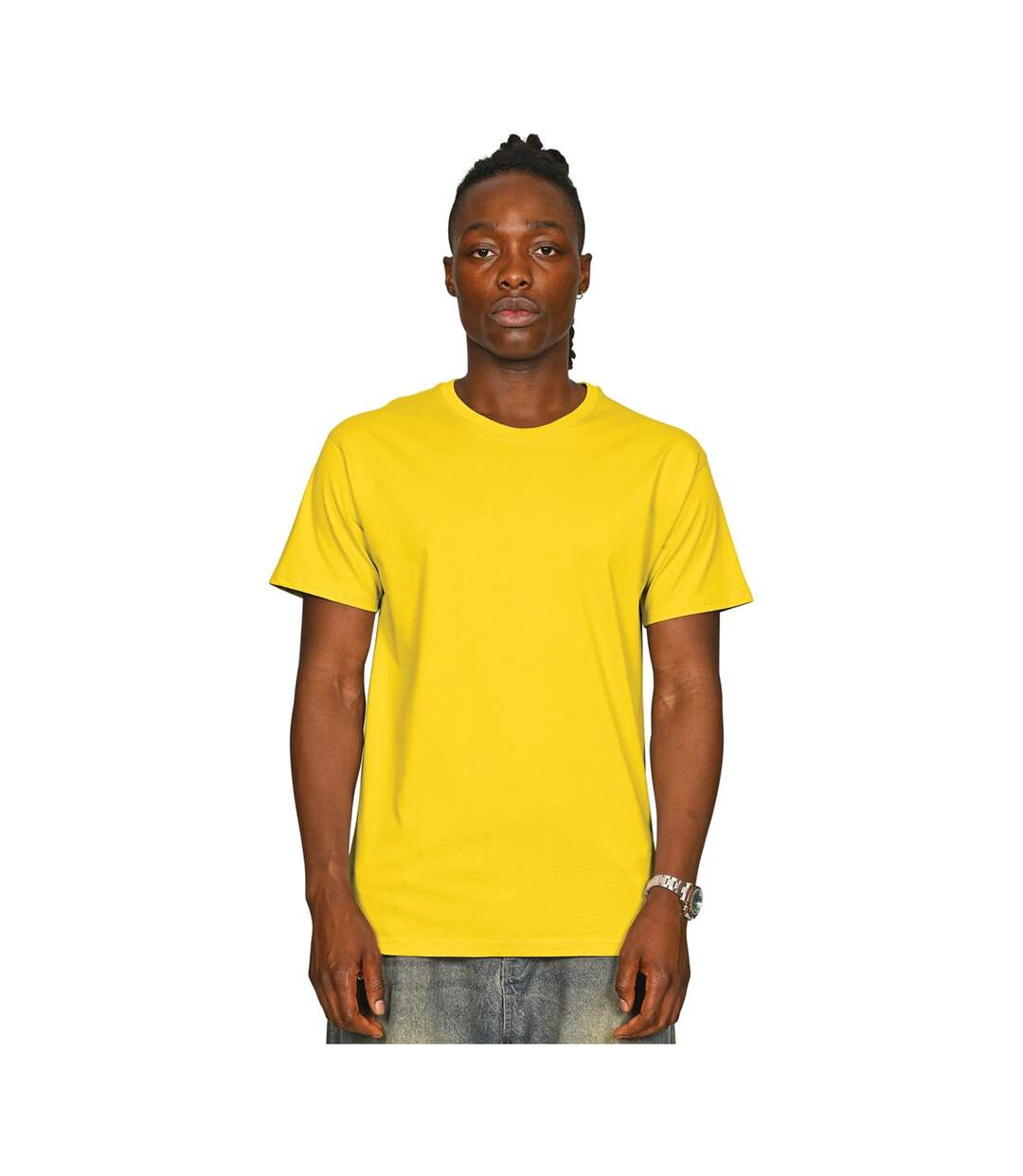 Unisex Adult Supreme Organic Combed T-shirt Yellow Casual Classics-1