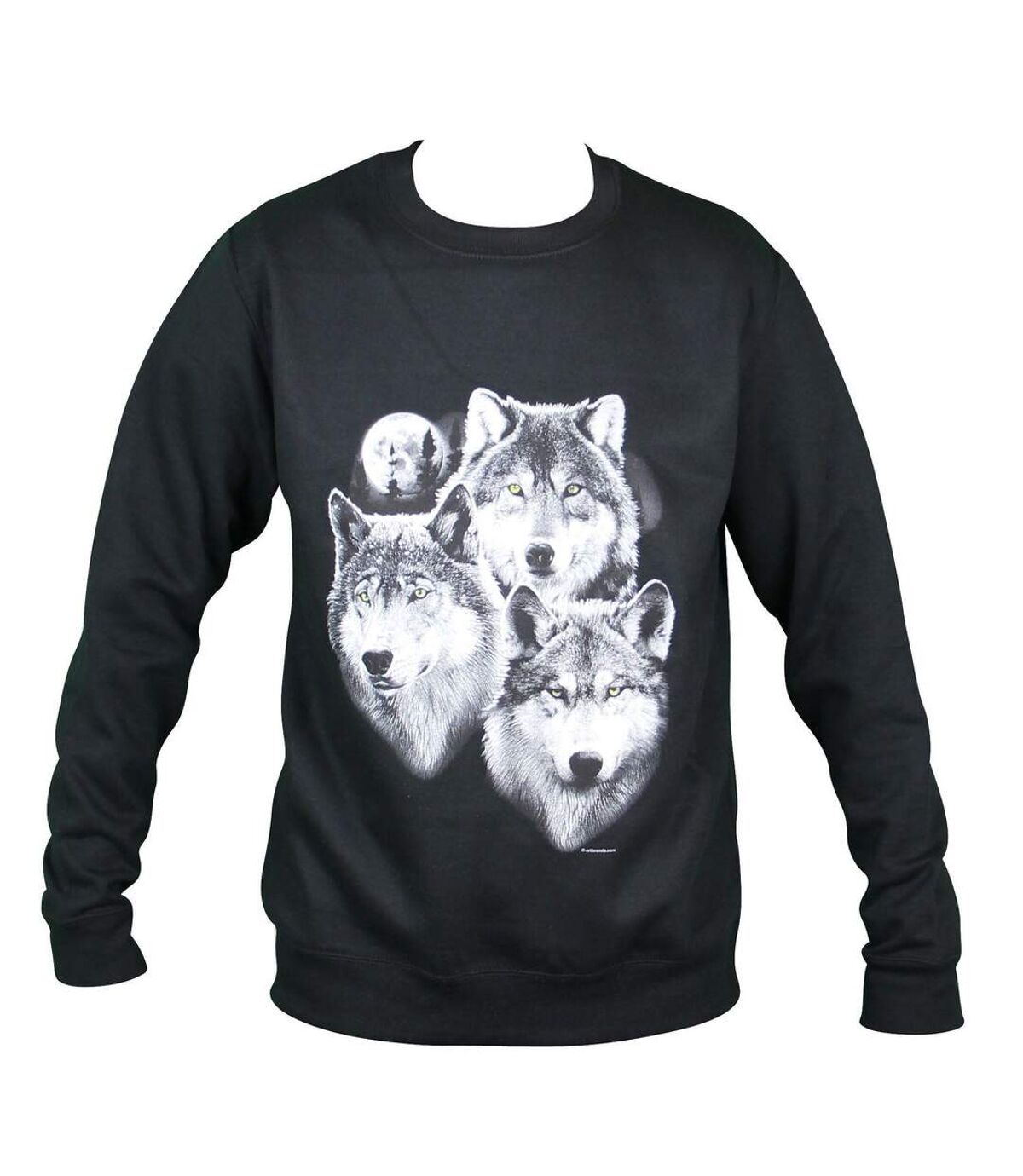 Sweat-shirt motif loups - 11225 - homme - noir