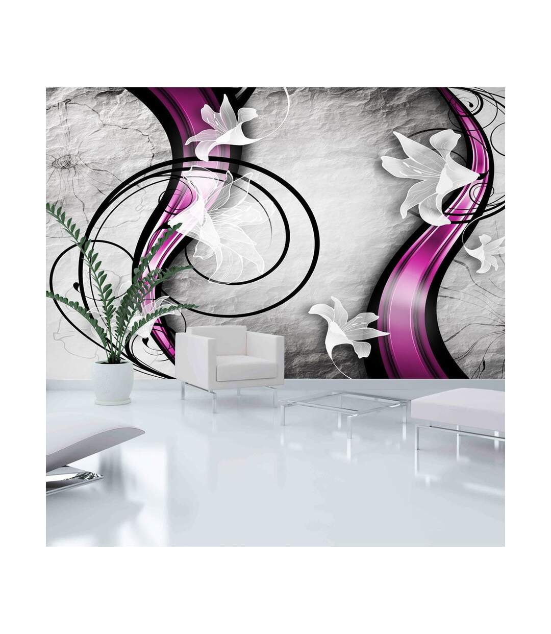Papier Peint XXL Flowery Ribbon 280x500cm-1