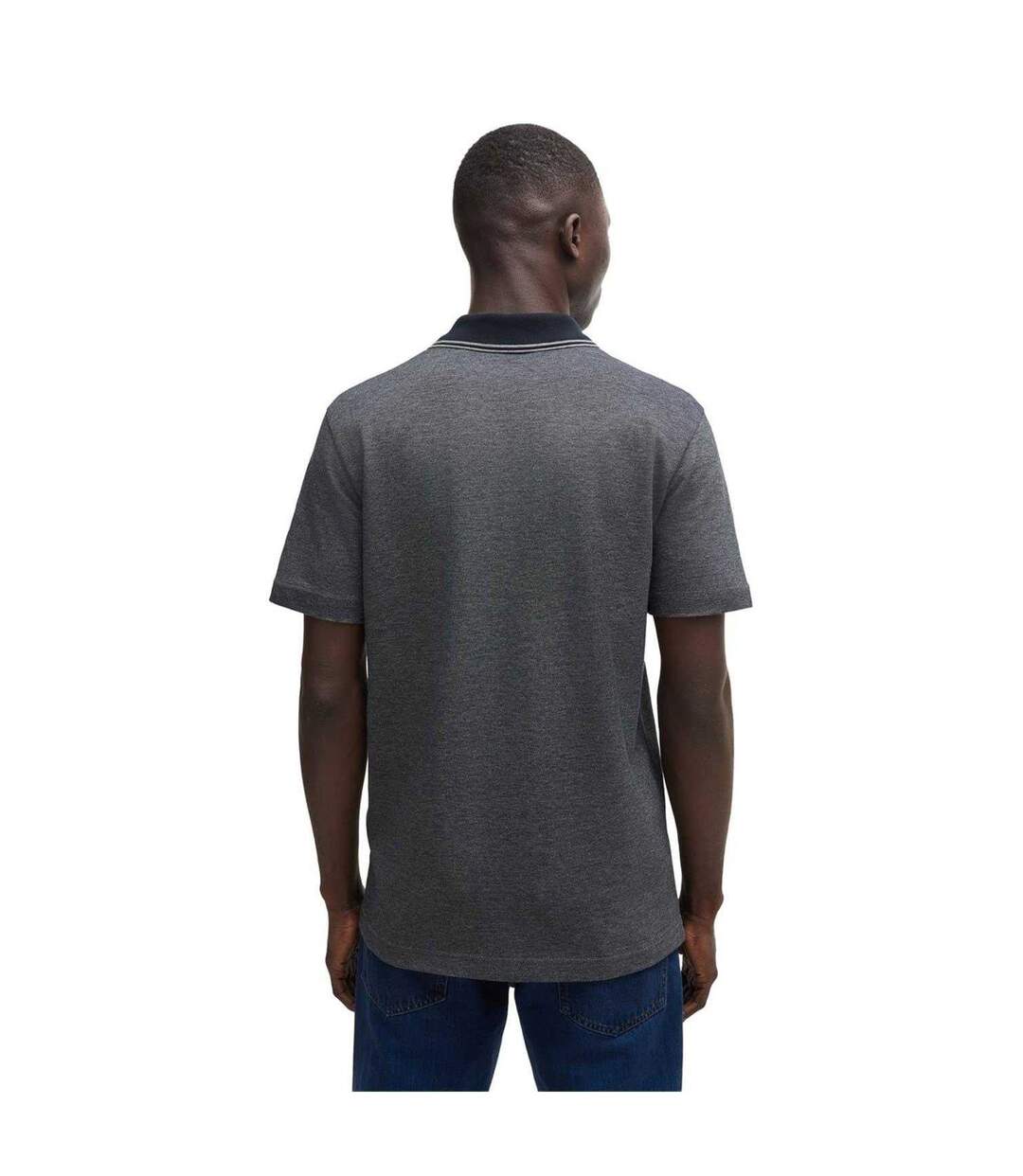 Mens Peoxfordnew Short-sleeved Polo Shirt Dark Blue Boss-3