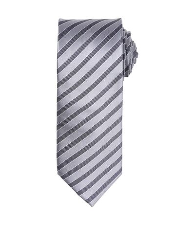 Premier Unisex Adult Double Stripe Tie (Silver/Dark Grey) (One Size)