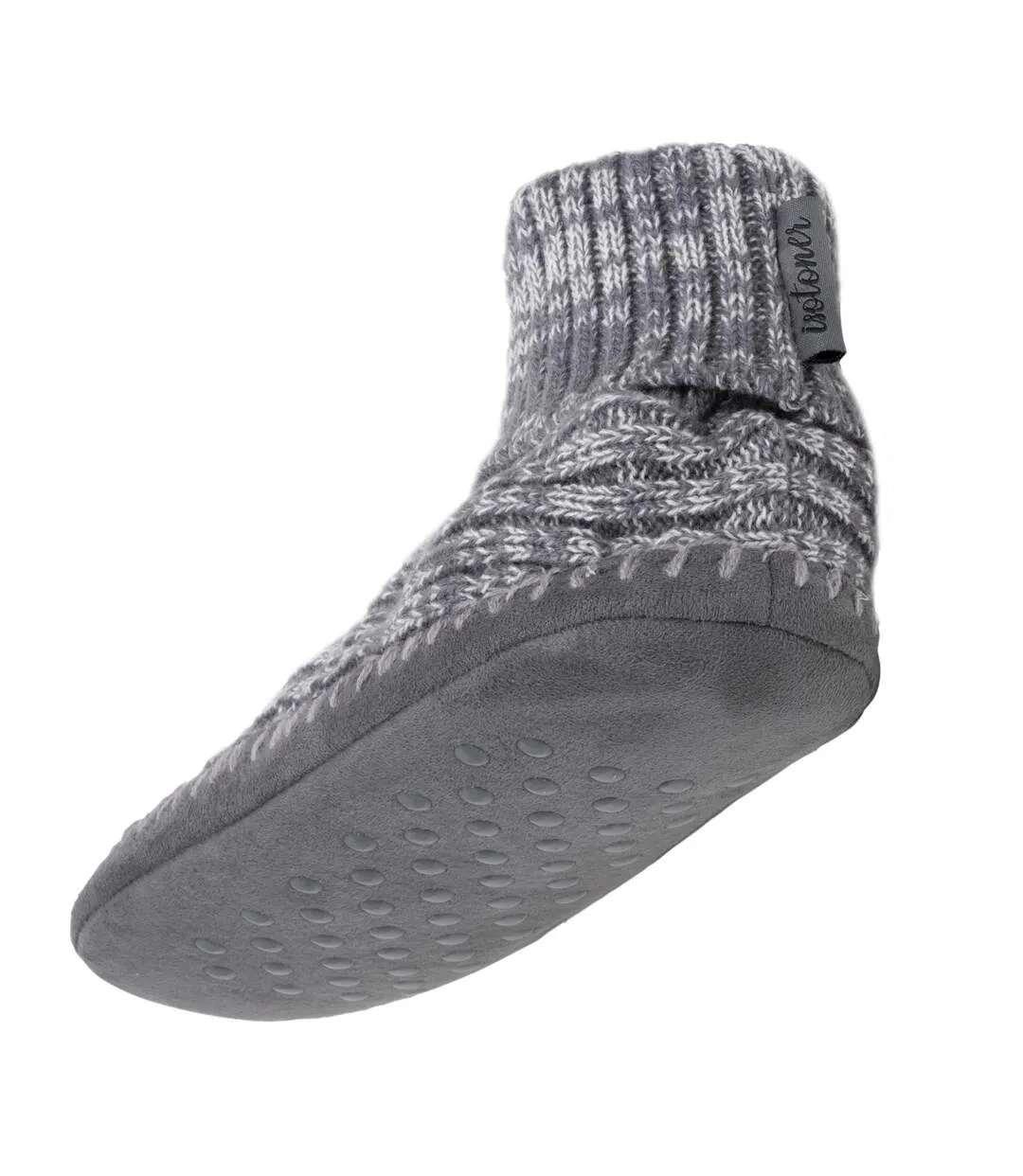 Isotoner Chaussettes d'intérieur homme maille côtelée, picots antidérapants-5