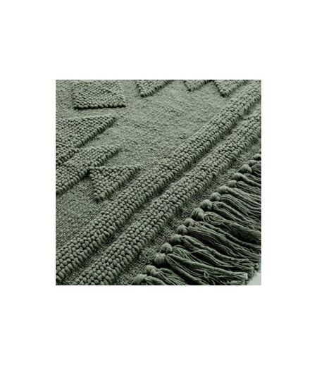 Tapis Déco à Franges Cilaos 60x90cm Vert Kaki