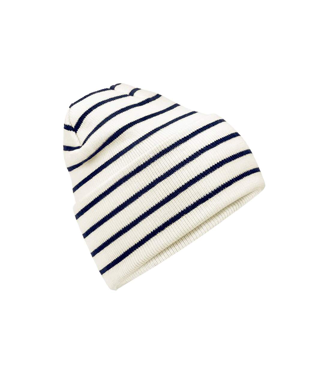 Bonnet original adulte blanc doux / bleu marine Beechfield-1