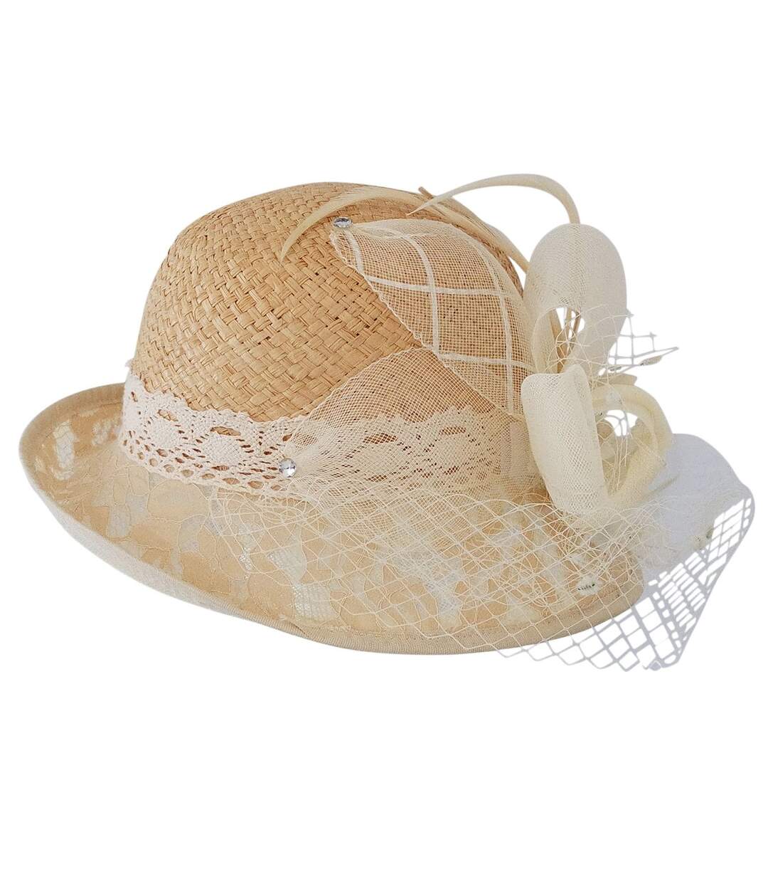 Chapeau cloche de cérémonie dentelle-1