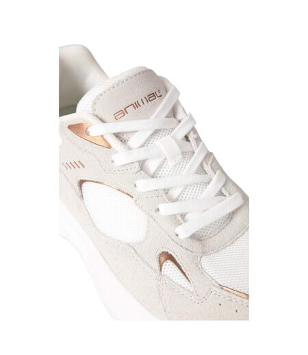 Womens/ladies Ezra Leather Everyday Trainers Beige Animal