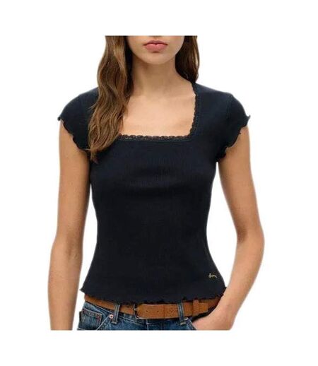 T-Shirt noir femme superdry essential square