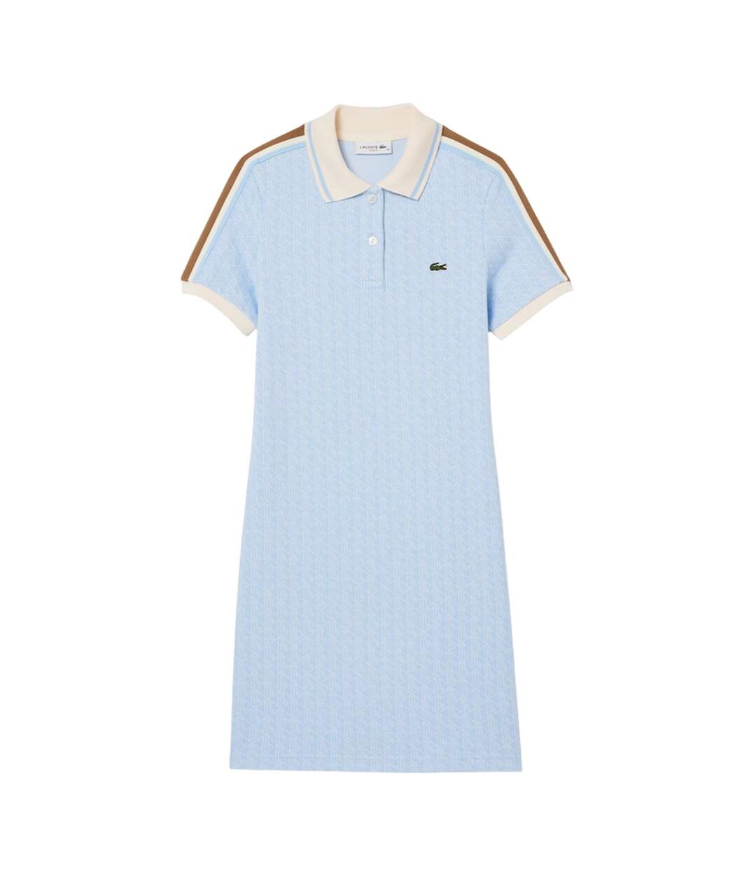 Womens/ladies Monogram Slim T-shirt Dress Blue Print Lacoste-2