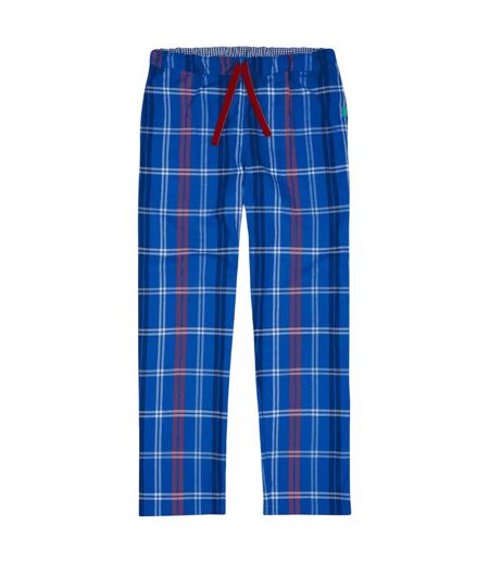 Mens Organic Cotton Checked Lounge Pants Blue Loungers