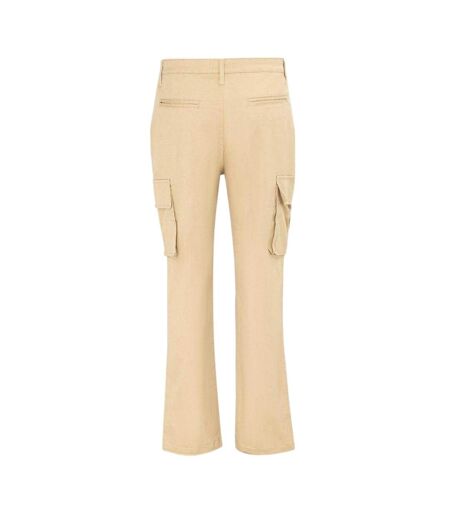 Mens Plain Slim Cargo Trousers Cream SoulCal