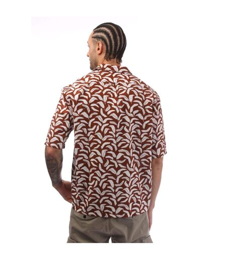 Chemise Style Imprimé Feuille Lello Homme Marron Boss