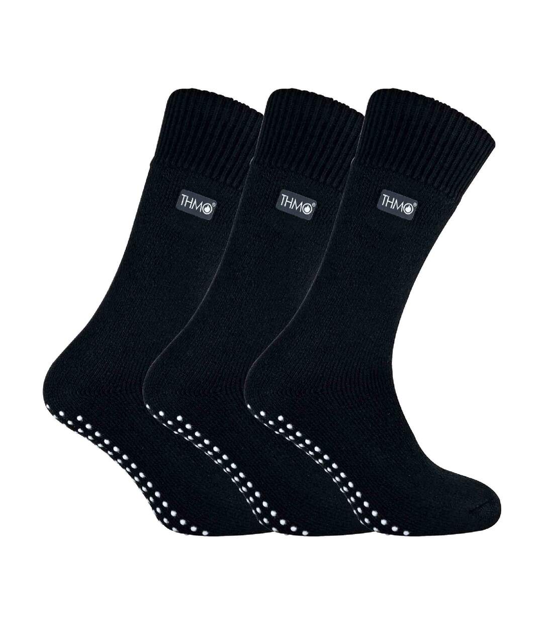3 Pairs Mens Thermal Indoor Slipper Socks with Grips-1