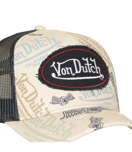 Casquette trucker imprimée avec filet et effet usé avec écusson Cafe Vondutch