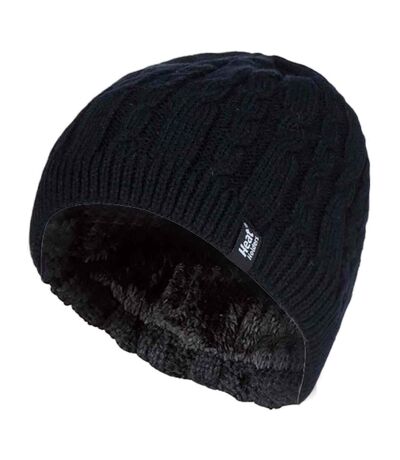 Ladies Cable Knit Fleece Lined Knitted Thermal Beanie Hat