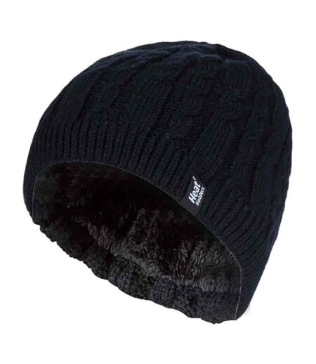 Ladies Cable Knit Fleece Lined Knitted Thermal Beanie Hat