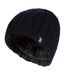 Ladies Cable Knit Fleece Lined Knitted Thermal Beanie Hat-1