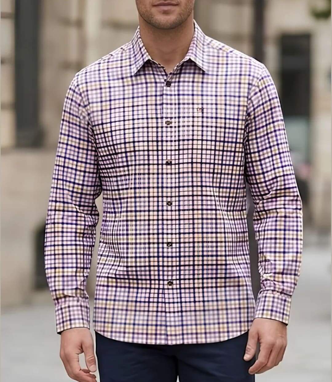 CHALLENGER TINTIN1 - Chemise à carreaux en Coton gratté pour un confort thermique optimal-1