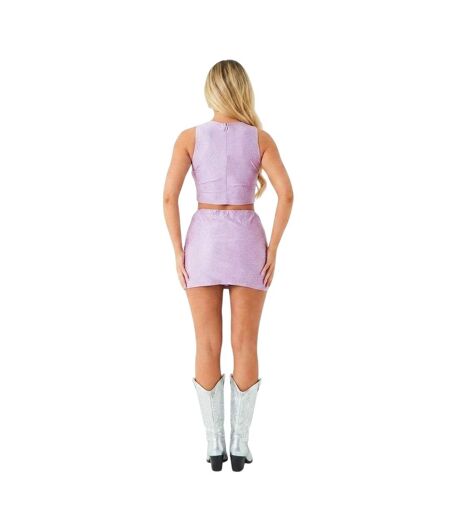 Mini Jupe Motif/style Scintillant Hot Fix Disco Femme Lilas Missy Empire
