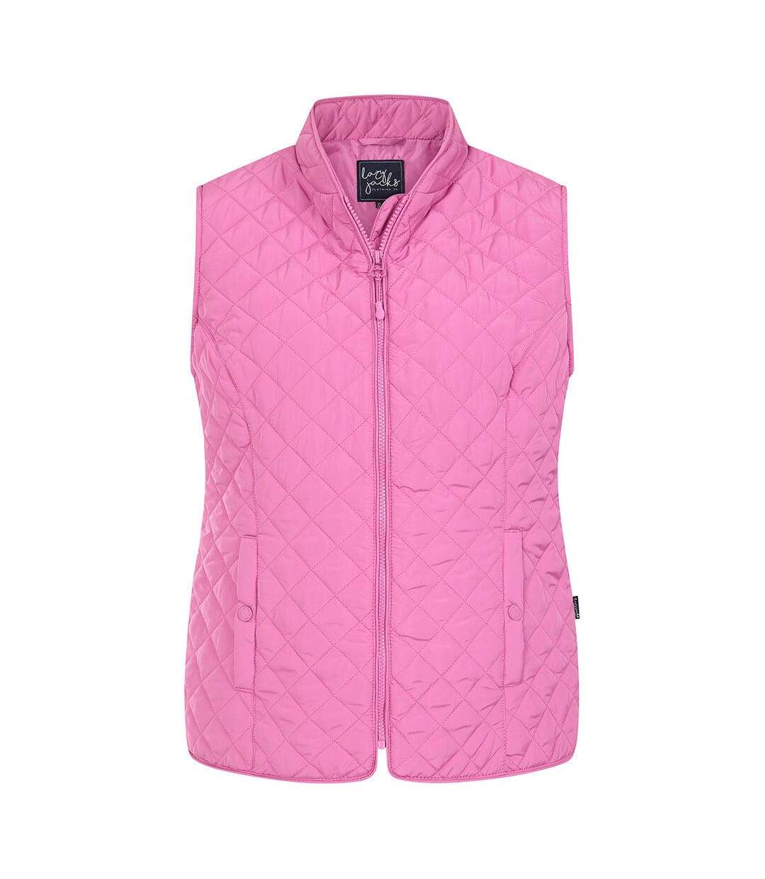Womens/ladies Quilted Gilet Raspberry Lazy Jacks-1