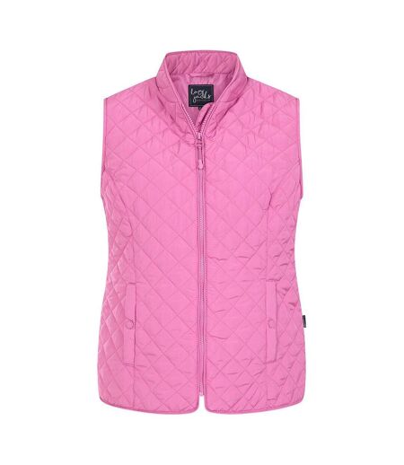 Womens/ladies Quilted Gilet Raspberry Lazy Jacks