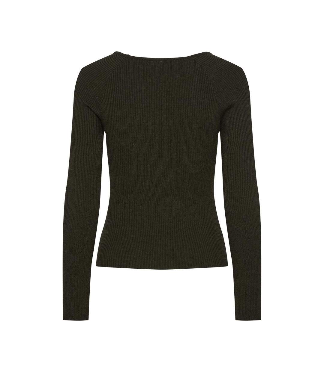 T-Shirt manches longues kaki femme pieces kalu-2