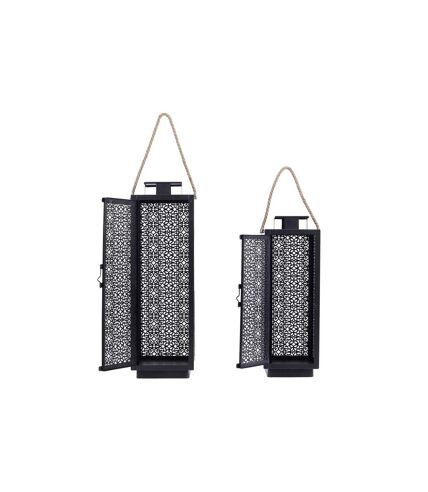 Lot de 2 Lanternes Déco Ajouré 59cm Noir