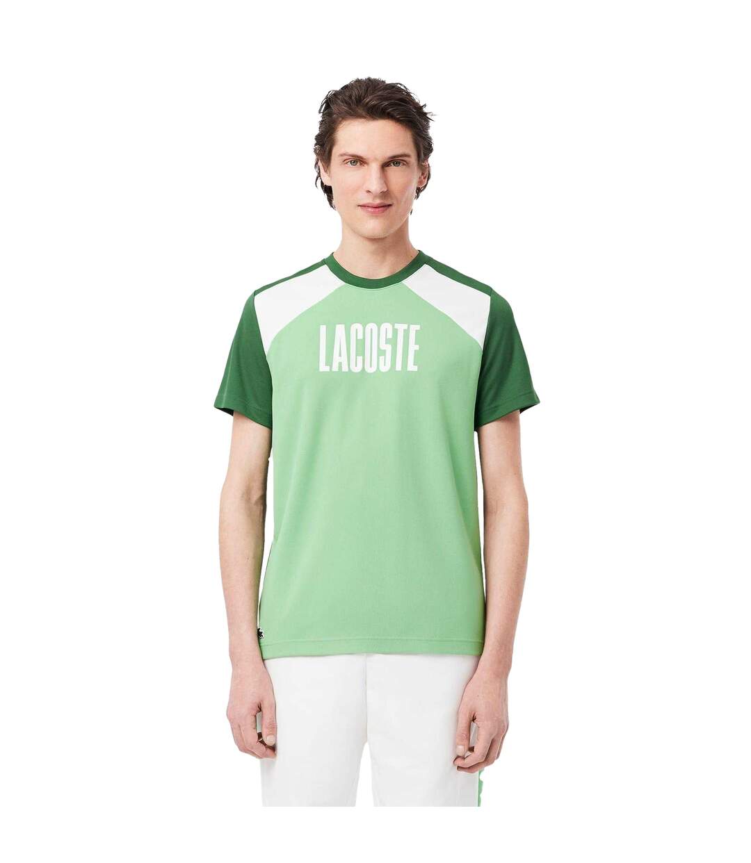 Mens Colour Block T-shirt Green Lacoste-1