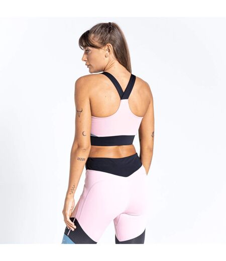 Womens/ladies crystallize recycled sports bra powder pink/black Dare 2B